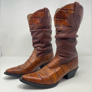 Women’s Ariat Orange Brown Leather Cowboy Boots